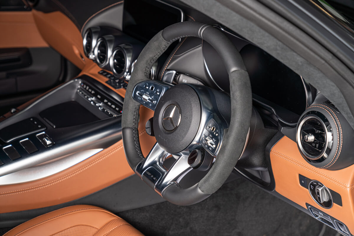 Mercedes AMG steering wheel at The Car Hotel